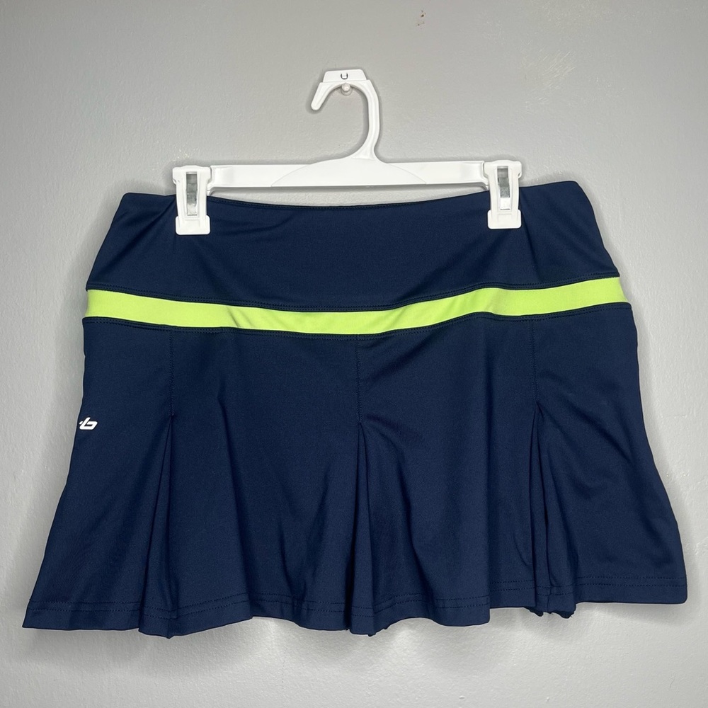 Bollé Tennis Golf Pickleball Navy Blue Green Pleated Athletic Skirt Large W